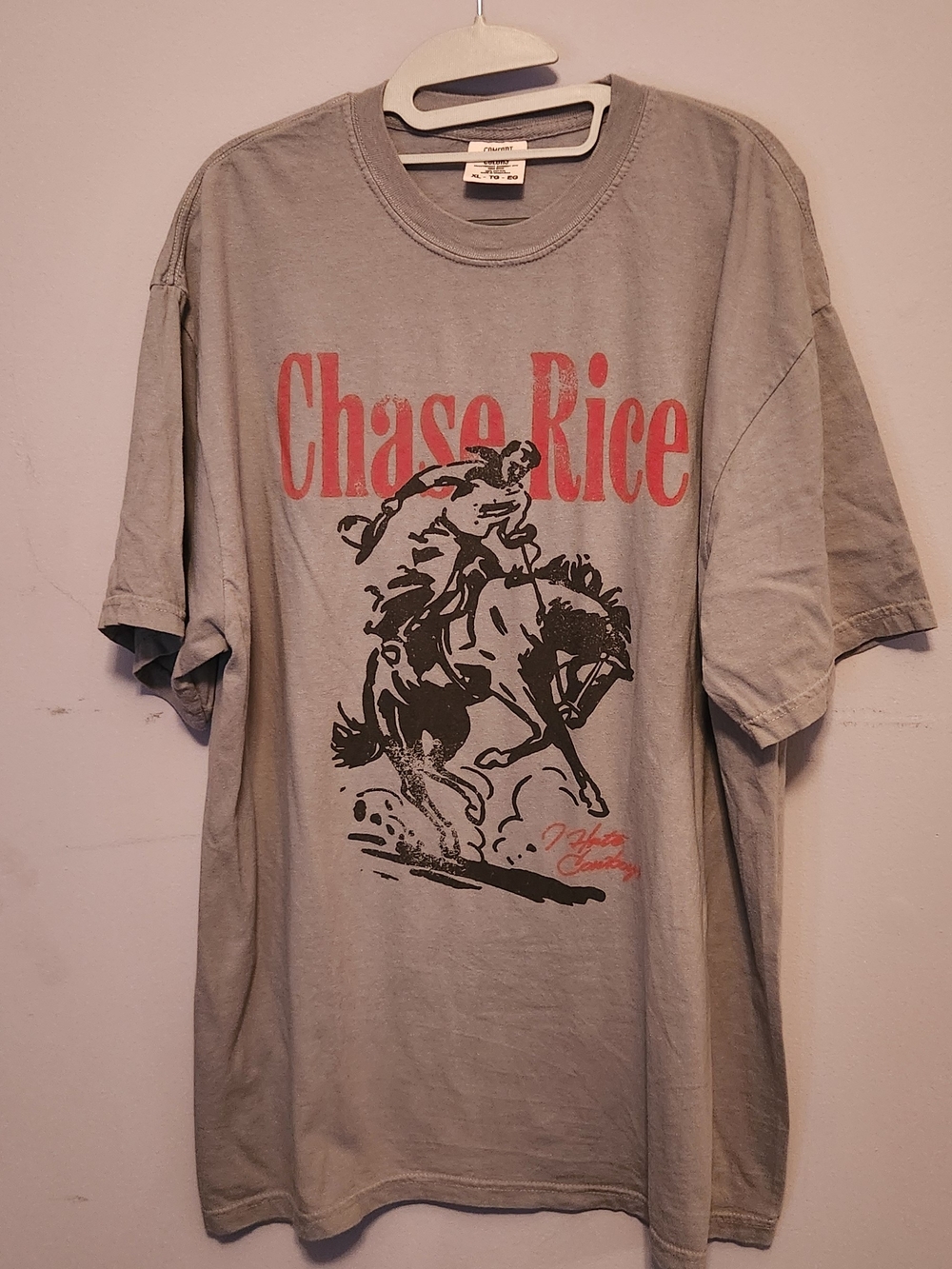 Comfort Colors Chase Rice Graphic Tee - Gray with Red and Black Print